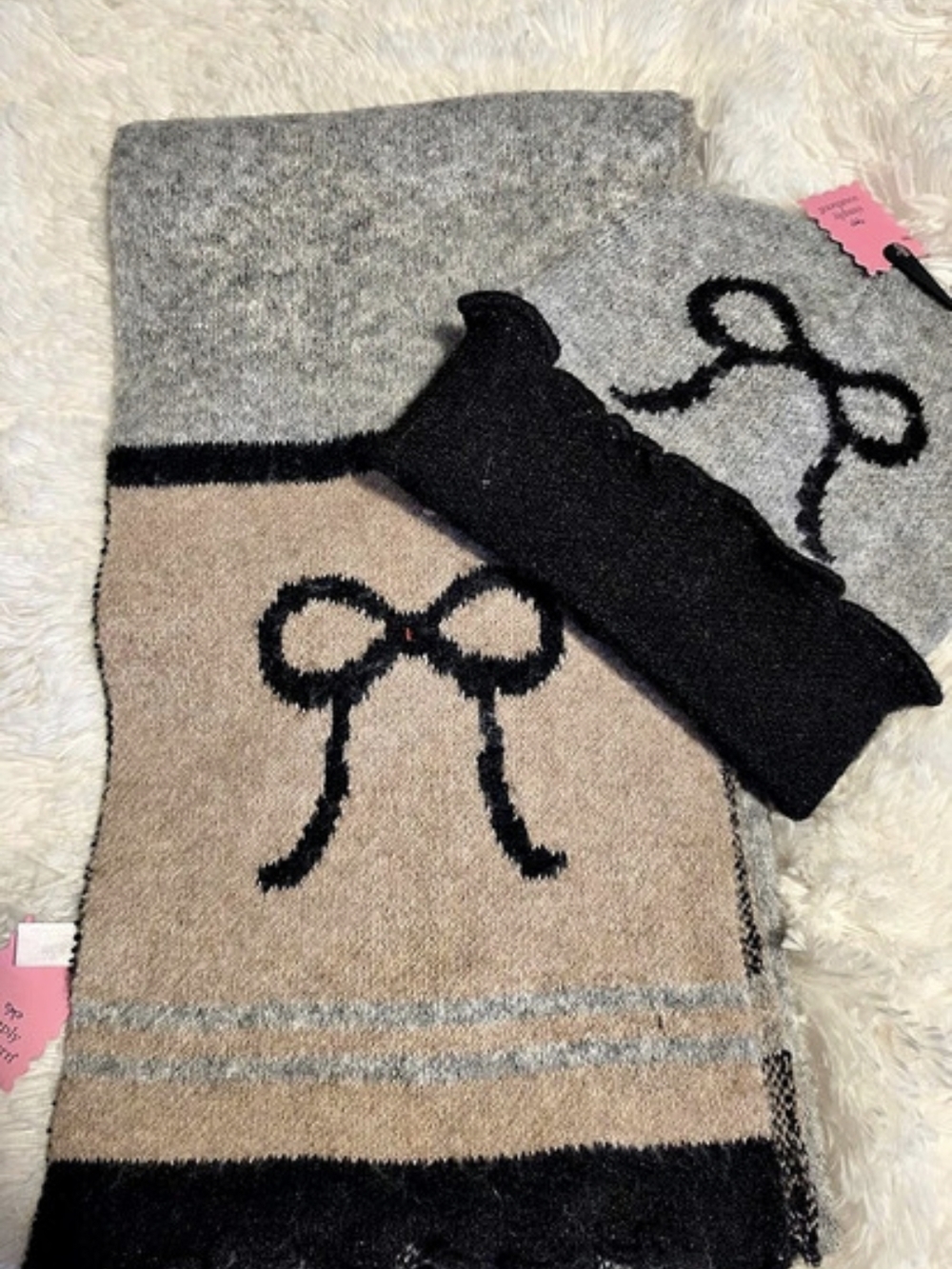 Simply Southern Bow Scarf Gray & Black